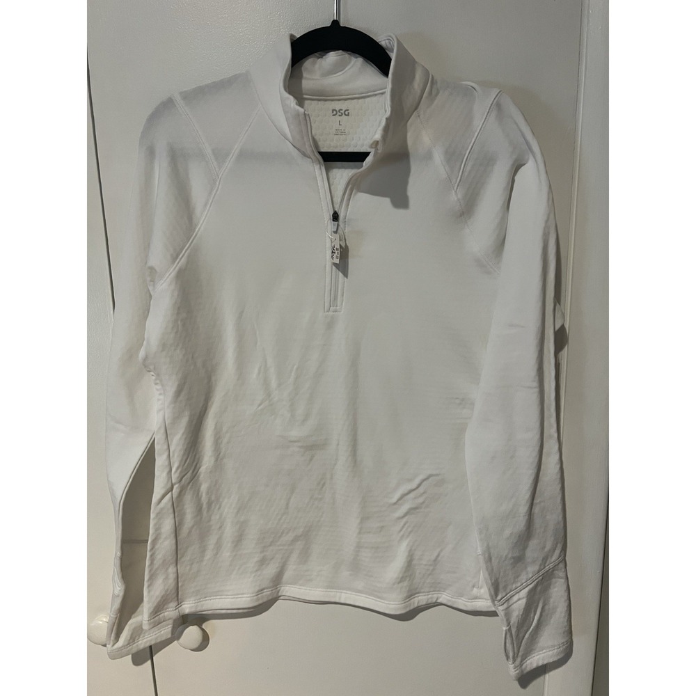 DSG Run‎ Grid 1/4 Zip White Size Large L/S Lightweight Pullover Womens Cold Gear